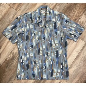 VTG 60's 70's Mr. California Button Shirt M Blue Floral Hawaiian grandpacore